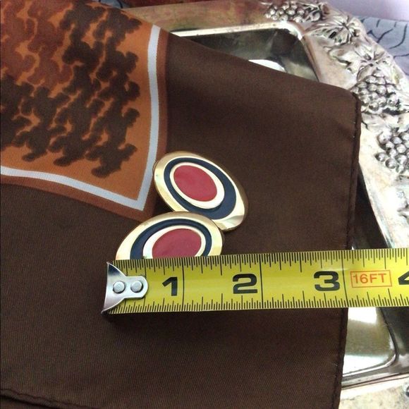 Vintage Brass Earrings with Enamel Studs Pierced 70’s Earrings - Picture 12 of 14